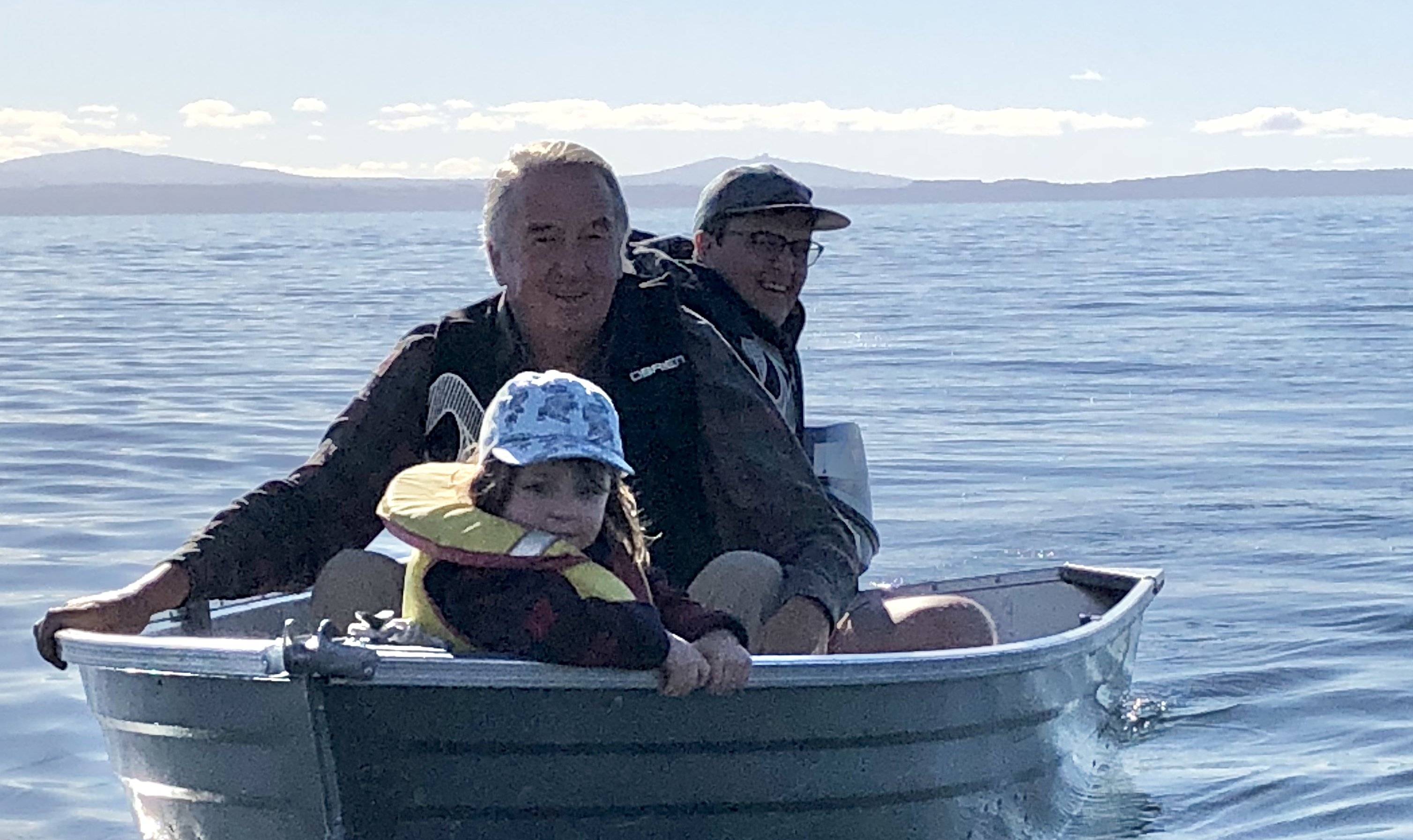 Al, Alex and Lucy on a boat.